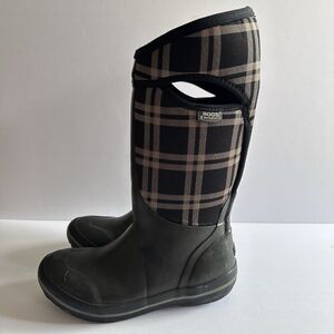 Bogs Plimsoll Plaid Tall Boots Womens 7 Waterproof Insulated Rubber